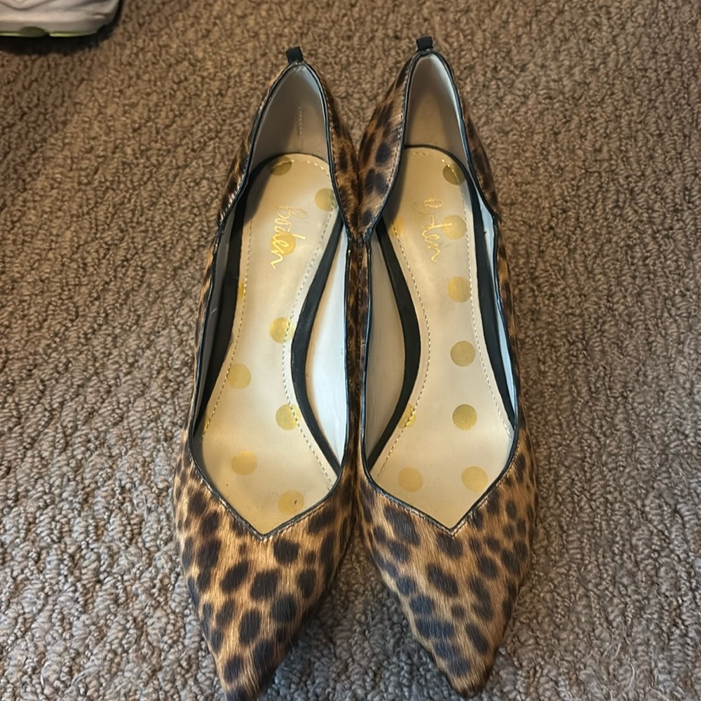 Leopard pony-hair Boden heels